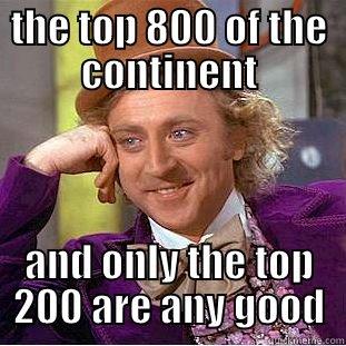 THE TOP 800 OF THE CONTINENT AND ONLY THE TOP 200 ARE ANY GOOD Condescending Wonka