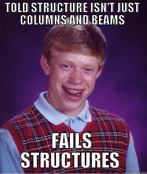 TOLD STRUCTURE ISN'T JUST COLUMNS AND BEAMS FAILS STRUCTURES  Bad Luck Brian