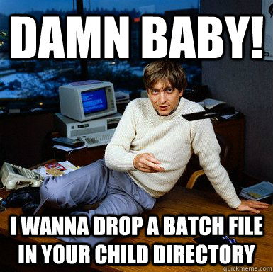 Damn baby! I wanna drop a batch file in your child directory  Seductive Bill Gates