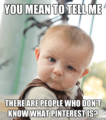 you mean to tell me there are people who don't know what Pinterest is? - you mean to tell me there are people who don't know what Pinterest is?  skeptical baby