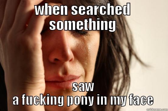 WHEN SEARCHED SOMETHING SAW A FUCKING PONY IN MY FACE First World Problems