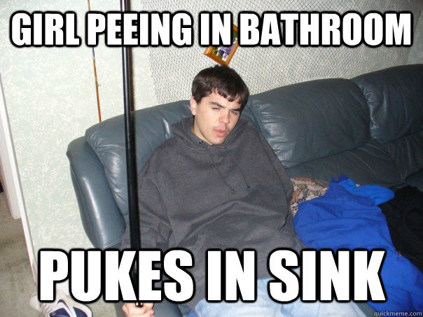 girl peeing in bathroom pukes in sink - girl peeing in bathroom pukes in sink  Classic Chocobad