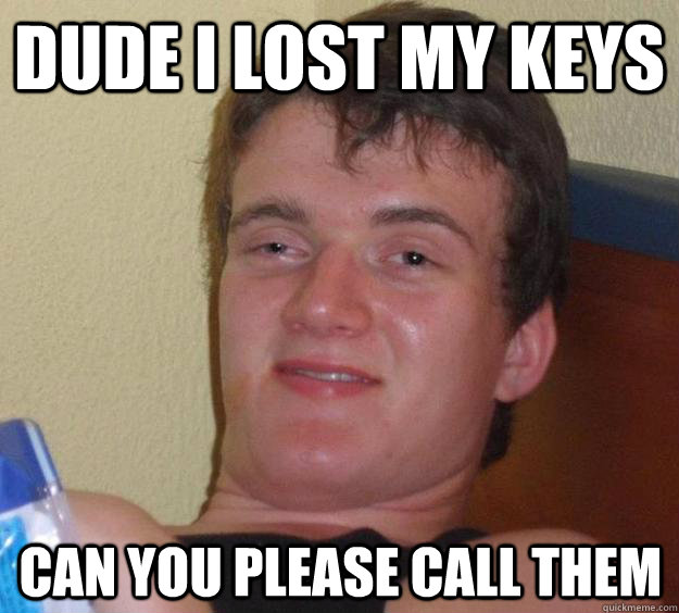 Dude I lost my keys can you please call them - Dude I lost my keys can you please call them  10 Guy