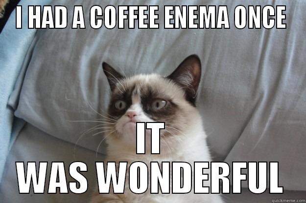 I HAD A COFFEE ENEMA ONCE IT WAS WONDERFUL Grumpy Cat