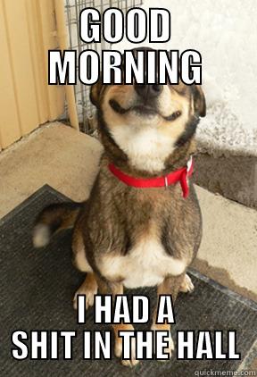 GOOD MORNING I HAD A SHIT IN THE HALL Good Dog Greg