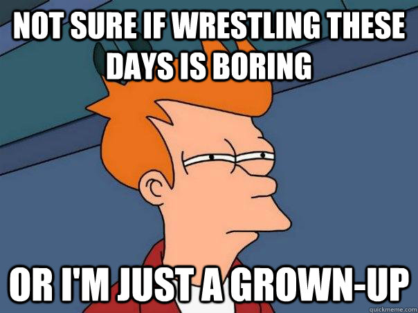 not sure if wrestling these days is boring or i'm just a grown-up  Futurama Fry
