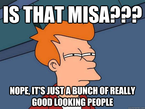 is that misa??? nope, it's just a bunch of really good looking people  Futurama Fry