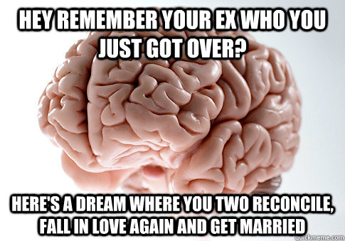 Hey remember your ex who you just got over? Here's a dream where you two reconcile, fall in love again and get married  Scumbag Brain