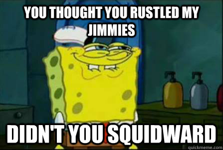 You thought you rustled my jimmies didn't you squidward  Funny Spongebob