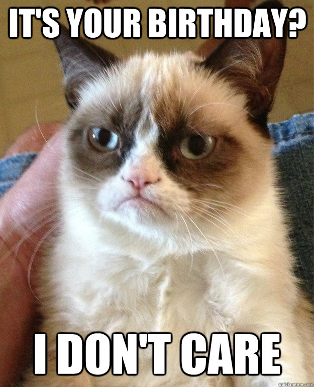 It's your birthday? I don't care  Grumpy Cat