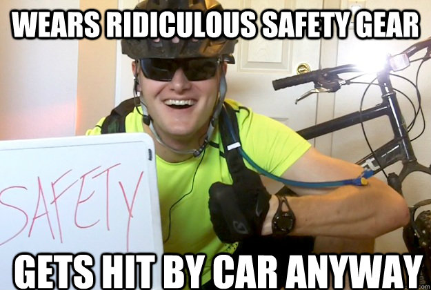 Wears Ridiculous Safety Gear Gets Hit by Car anyway  