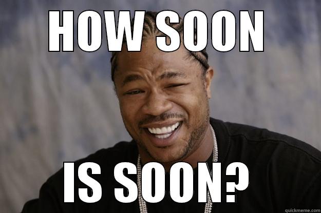 HOW SOON IS SOON? Xzibit meme