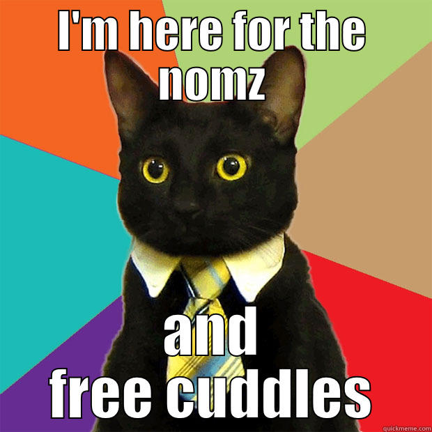 I'M HERE FOR THE NOMZ AND FREE CUDDLES Business Cat