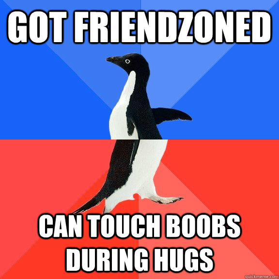 Got friendzoned can touch boobs during hugs  Socially Awkward Awesome Penguin