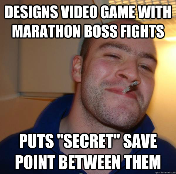 Designs video game with marathon boss fights Puts 