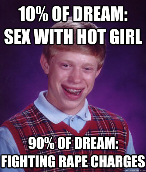 10% of dream: sex with hot girl 90% of dream: fighting rape charges - 10% of dream: sex with hot girl 90% of dream: fighting rape charges  Bad Luck Brian
