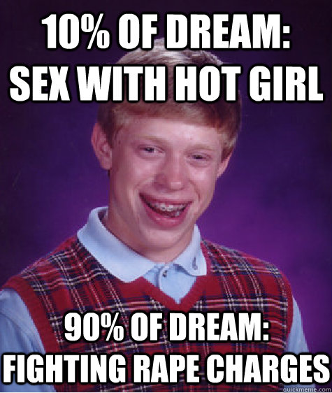 10% of dream: sex with hot girl 90% of dream: fighting rape charges  Bad Luck Brian