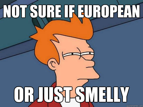 not sure if european or just smelly - not sure if european or just smelly  Futurama Fry