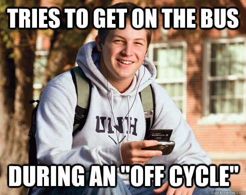 tries to get on the bus during an 