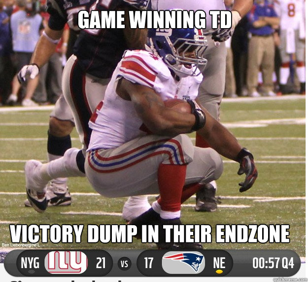 VICTORY DUMP IN THEIR ENDZONE GAME WINNING TD - VICTORY DUMP IN THEIR ENDZONE GAME WINNING TD  New York Giants