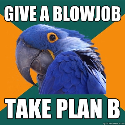 GIVE A BLOWJOB TAKE PLAN B  Paranoid Parrot