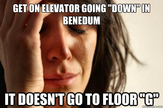 Get on elevator going 