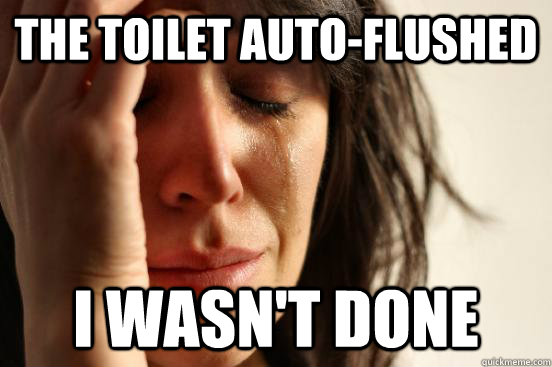 the toilet auto-flushed i wasn't done - the toilet auto-flushed i wasn't done  First World Problems