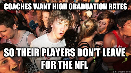 Coaches want High Graduation Rates So their players don't leave for the nfl  Sudden Clarity Clarence