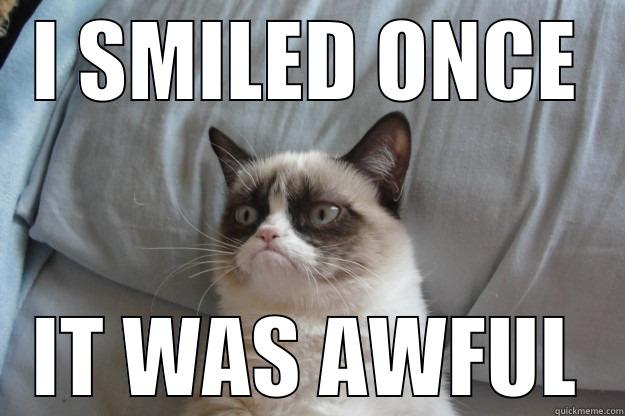I SMILED ONCE IT WAS AWFUL Grumpy Cat