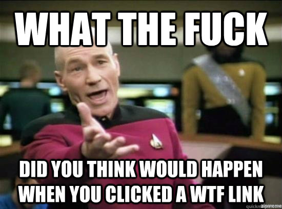 what the fuck did you think would happen when you clicked a wtf link - what the fuck did you think would happen when you clicked a wtf link  Annoyed Picard HD