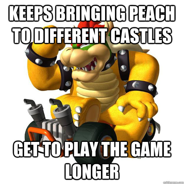 Keeps bringing peach to different castles get to play the game longer - Keeps bringing peach to different castles get to play the game longer  Bowser BB