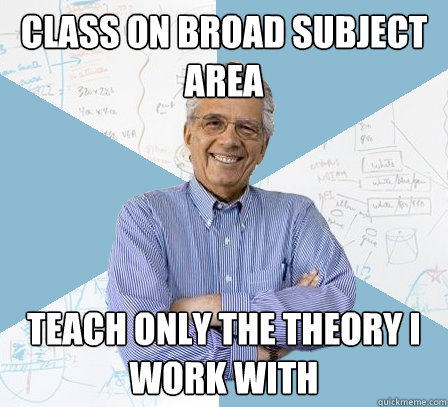 CLASS ON BROAD SUBJECT AREA TEACH ONLY THE THEORY I WORK WITH  EngineeringProfessor