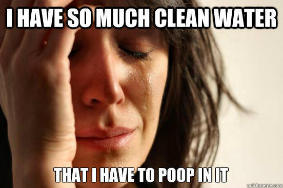I have so much clean water that I have to poop in it  First World Problems