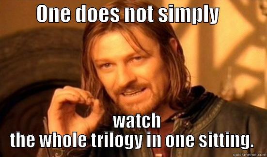          ONE DOES NOT SIMPLY                WATCH THE WHOLE TRILOGY IN ONE SITTING. Boromir