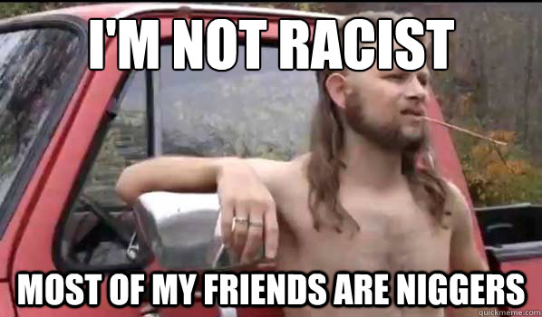 I'm not racist Most of my friends are niggers  Almost Politically Correct Redneck
