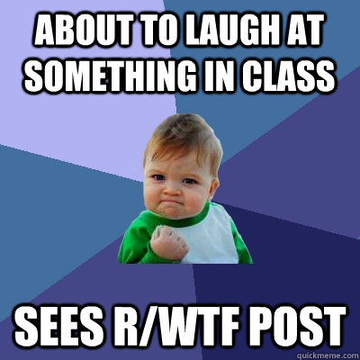 About to laugh at something in class sees r/wtf post  Success Kid