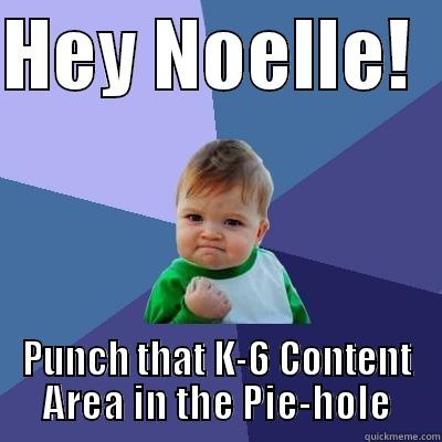 HEY NOELLE!   PUNCH THAT K-6 CONTENT AREA IN THE PIE-HOLE Success Kid