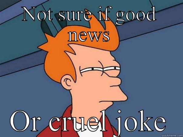 NOT SURE IF GOOD NEWS OR CRUEL JOKE Futurama Fry