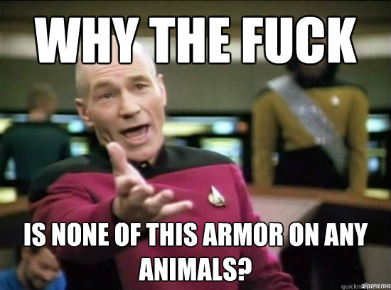 Why the fuck is none of this armor on any animals?  Annoyed Picard HD