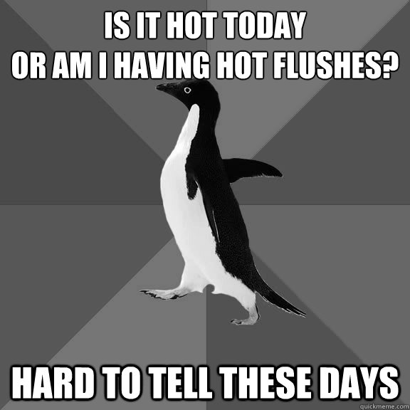 Is it hot today 
or am I having hot flushes? hard to tell these days  Socially Awkward Senior