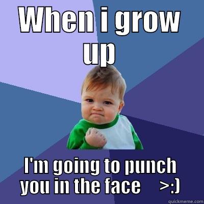 WHEN I GROW UP I'M GOING TO PUNCH YOU IN THE FACE     >:) Success Kid