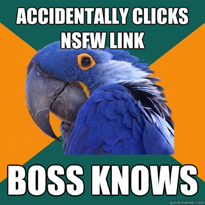 Accidentally Clicks nsfw link boss knows  Paranoid Parrot