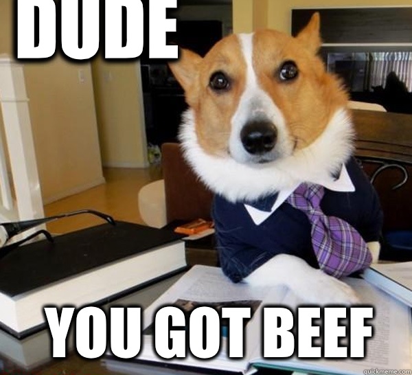 Dude  You got beef  Lawyer Dog