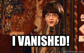  I vanished! -  I vanished!  Harry Potter Invisibility Cloak