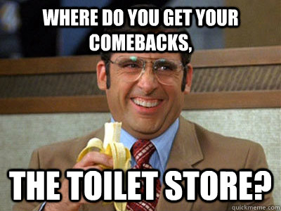 where do you get your comebacks, the toilet store?  Brick Tamland
