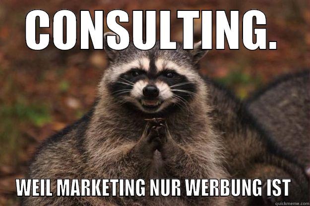 CONSULTING. WEIL MARKETING NUR WERBUNG IST Evil Plotting Raccoon