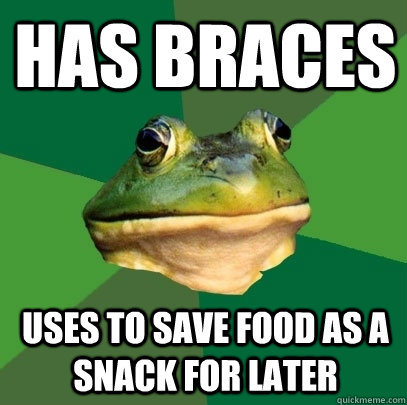 has braces Uses to save food as a snack for later  Foul Bachelor Frog