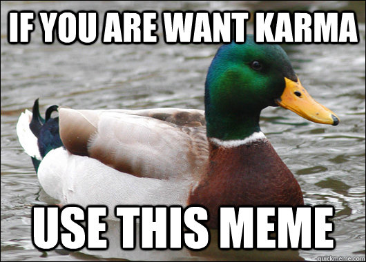 If you are want karma use this meme  Actual Advice Mallard
