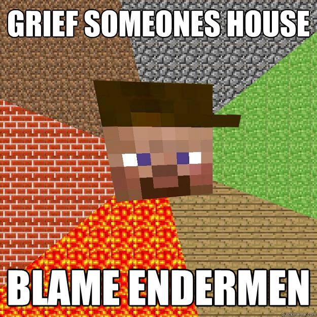 Grief someones house Blame Endermen  Scumbag minecraft