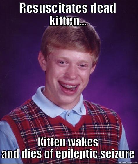 RESUSCITATES DEAD KITTEN... KITTEN WAKES AND DIES OF EPILEPTIC SEIZURE Bad Luck Brian